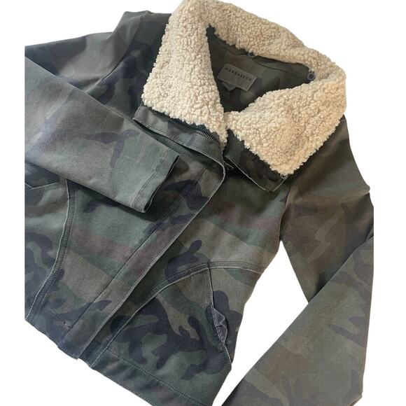 Anthropologie Marrakech Camo Removeable Sherpa Collar Moto Jacket Size Medium - Picture 1 of 13